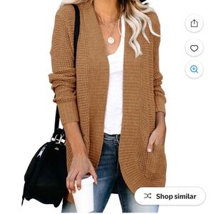 No Boundaries Women's Brown Open-Front Cardigan